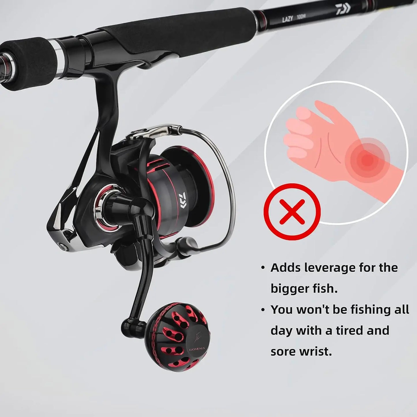 GOMEXUS Power Handle for Daiwa Tatula Fuego Ballistic LT Spinning Reel Replacement Handle(Fit MQ Version) 63mm