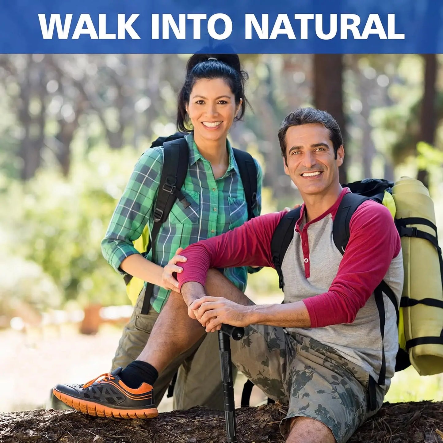 Adjustable Hiking Stick with Fire Starter - Durable Trekking Pole for Camping and Outdoor Adventures