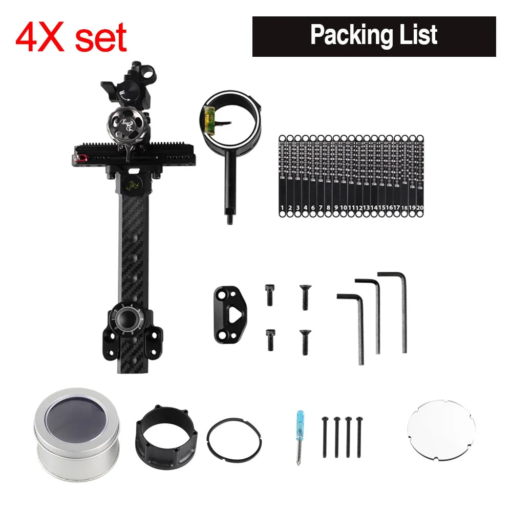 Aiming Tool Compound Bow Single Pin Sight 4/6/8x Lens Carbon Rod Adjustable Outdoor Hunting Shooting Target Bow Accessories