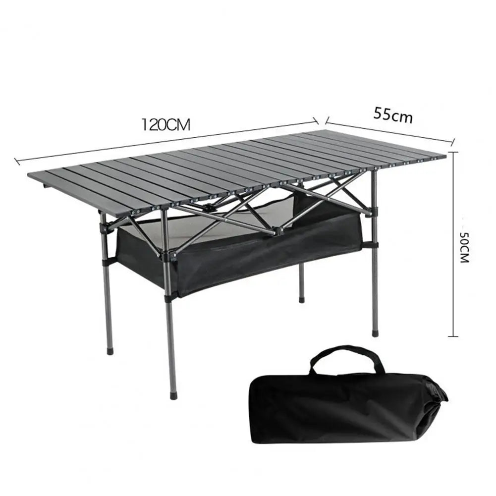120CM Outdoor Folding Table with Mesh Bag Heavy Duty Strong Load Capacity Lightweight Camping Hiking Backpacking Picnic BBQ Port