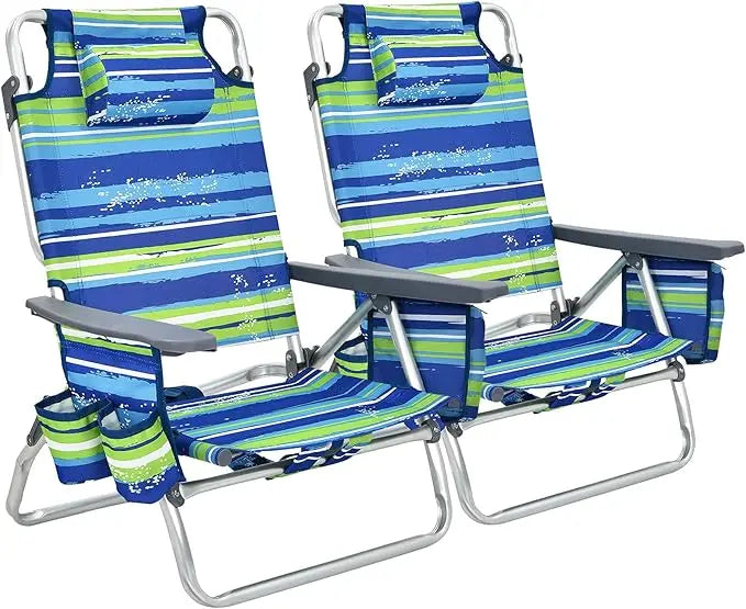 Beach Chairs, Backpack Camping Chair with Armrest, Cooler Bag, Cup Holder, Towel Bar & Side Pockets, Customized