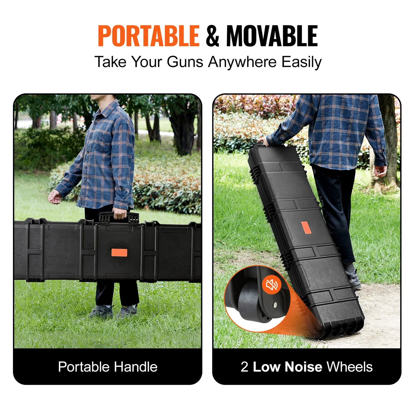 SucceBuy Rifle Hard Case Portable Long Gun Storage Hard Suitcase W/ Casters Shockproof Waterproof Airsoft Rifle Protective Case
