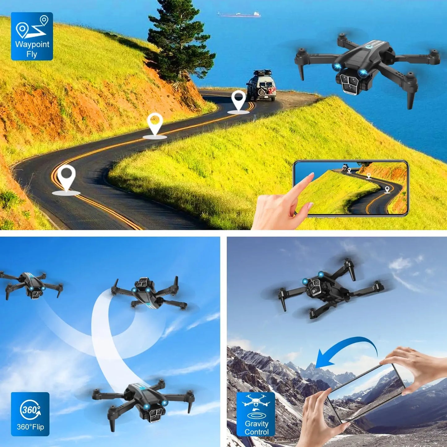 1080P HD Camera Drone for Beginners, Foldable Quadcopter with 2 Batteries & Case, Stable Flight