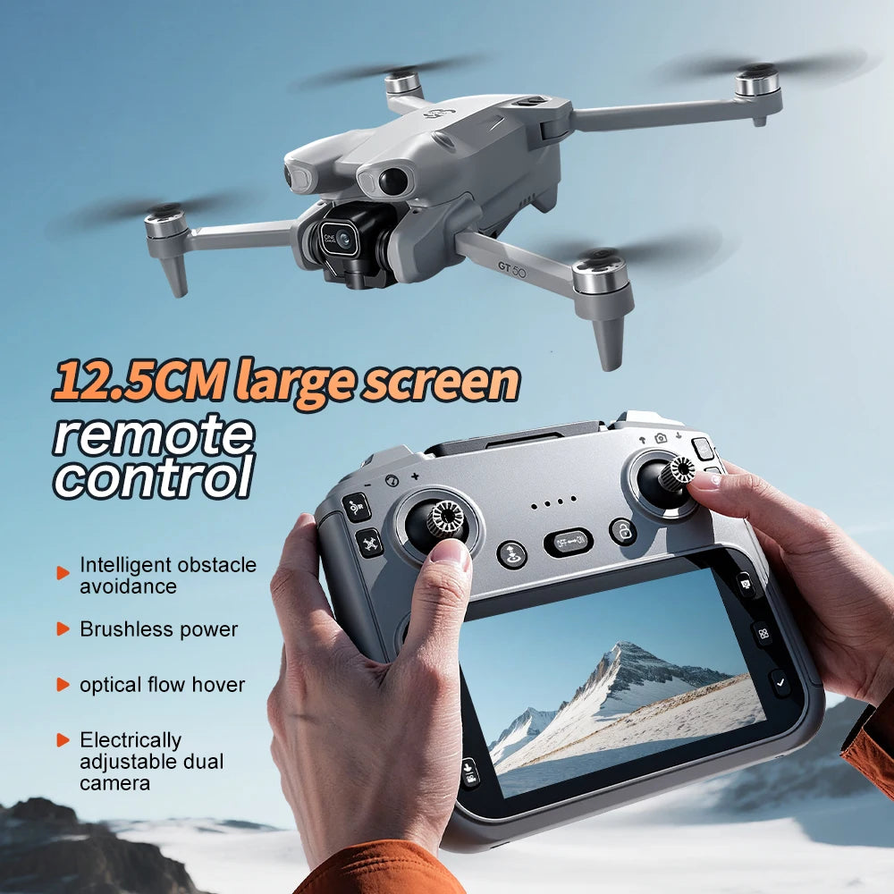 GT50 8K GPS Drone with Dual Camera - 3-Sided Obstacle Avoidance, WiFi FPV Aerial Photography Quadcopter for Adults