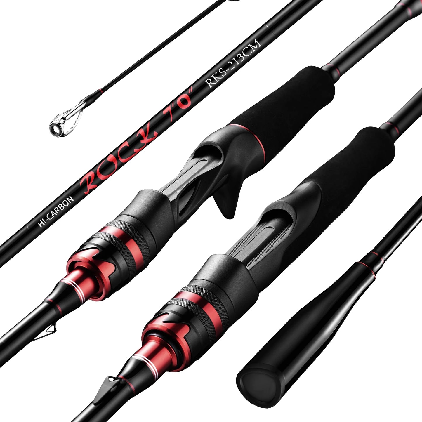 Rooblinos ROCK Lure Fishing Rod 1.98m 2.13m 3.0m Spinning Casting Freshwater Rod 3 Section Casting Fishing Rod Carbon Fiber