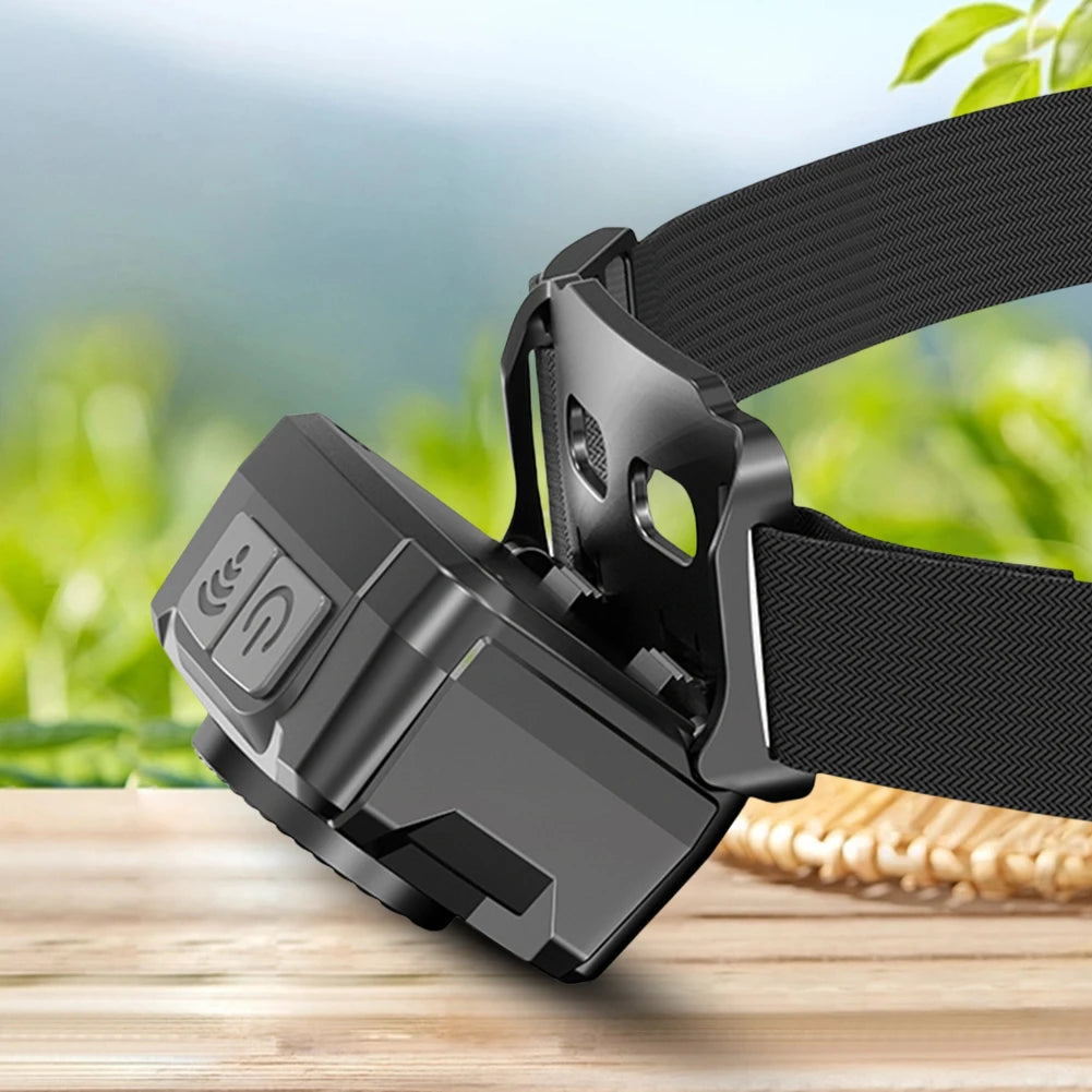 LED Outdoor Head Flashlight 300LM Camping Search Light 500mAh High Brightness Headlight Power Display for Outdoor Camping Hiking