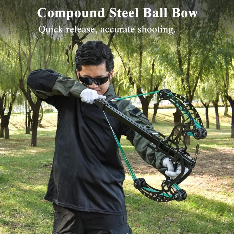 Ball Bearing Bow Compound Bow Set That Shoots Steel Balls Right Handed Hunting Bows for Adults Composite Pulley Bow with Contin