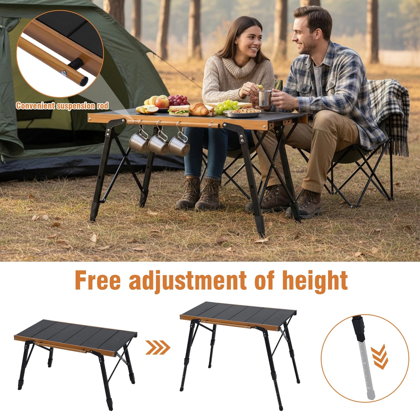 Ultralight Aluminum IGT Folding Camping Table Portable Outdoor Table with Carry Bag for BBQ Grill Picnic Travel Fishing Supplies