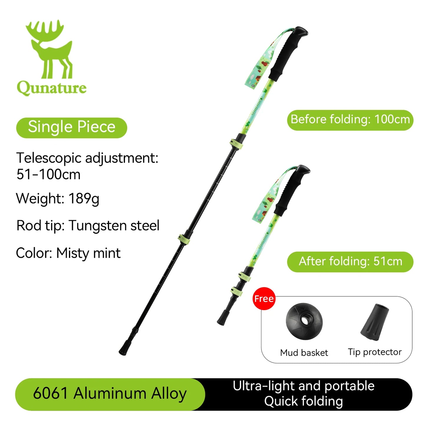 Qunature Kids Hiking Poles Aluminum Alloy Telescopic Outdoor Walking Sticks Children NonSlip Unisex for Mountain Climbing Hiking