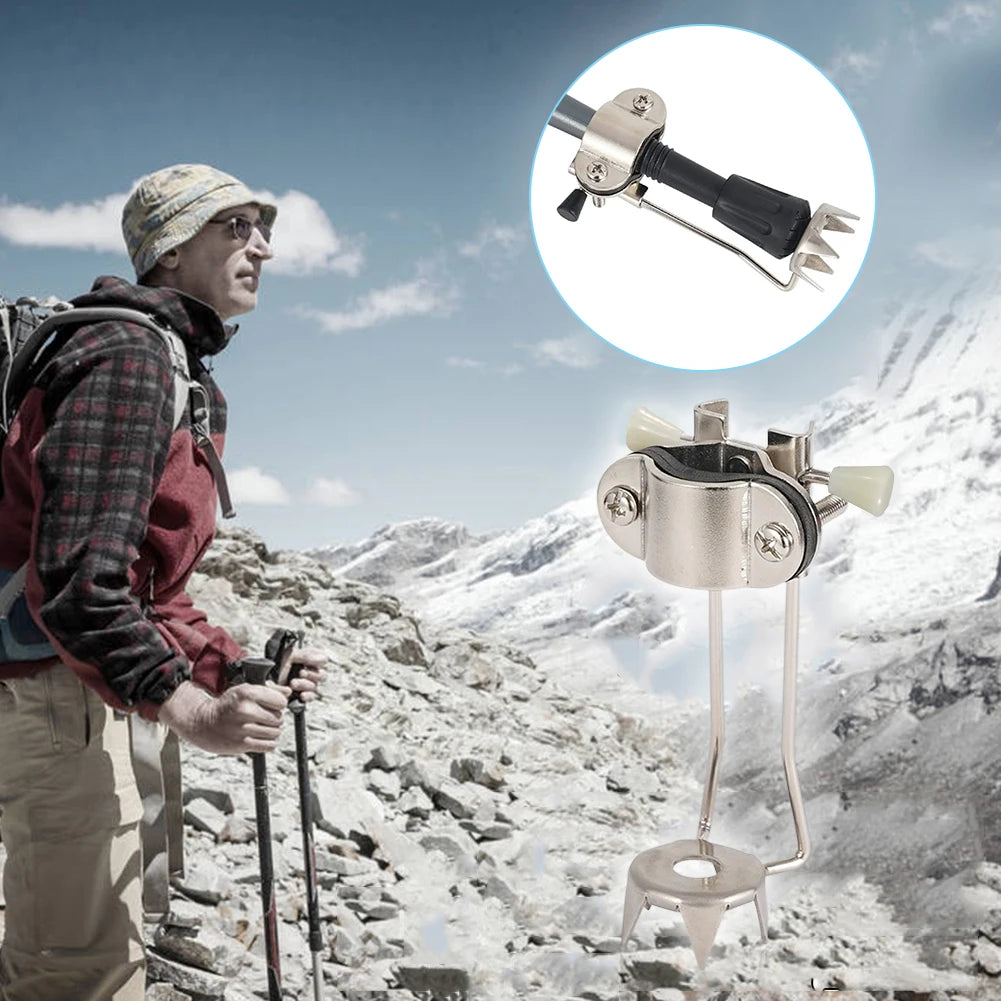 Hiking Grip Crutches Stainless Steel Climbing Ice Crutches Anti-skid Non Slip for Winter Outdoor Snow for Mountaineering