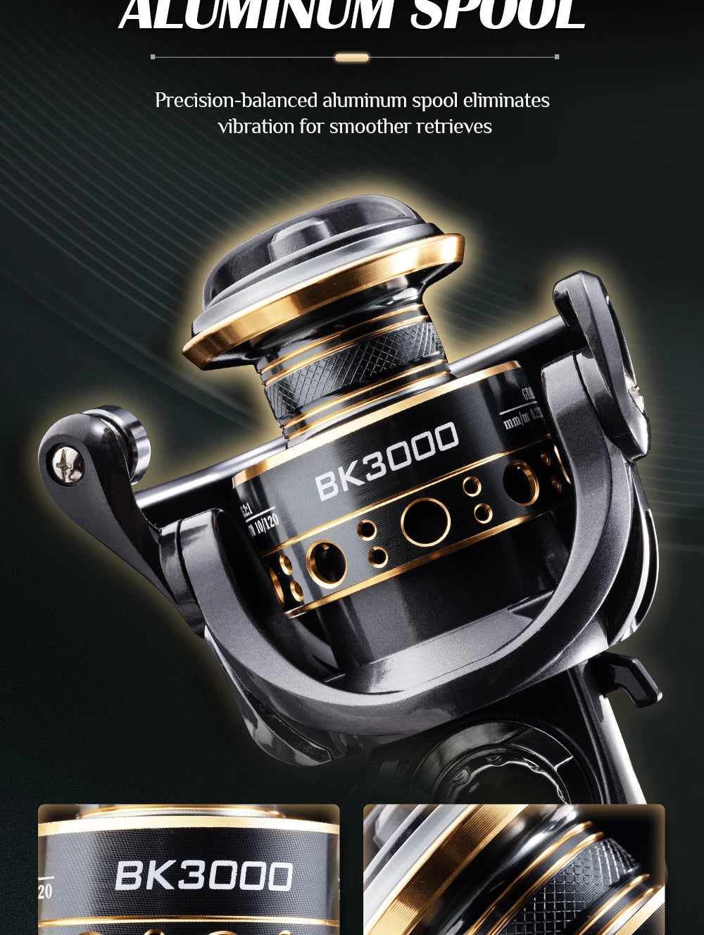 Rooblinos BK Real 4+1BB Ultralight Max Drag Fishing Reel Fishing Wheel Handle Carp Fishing Reel Saltwater Freshwater Fish
