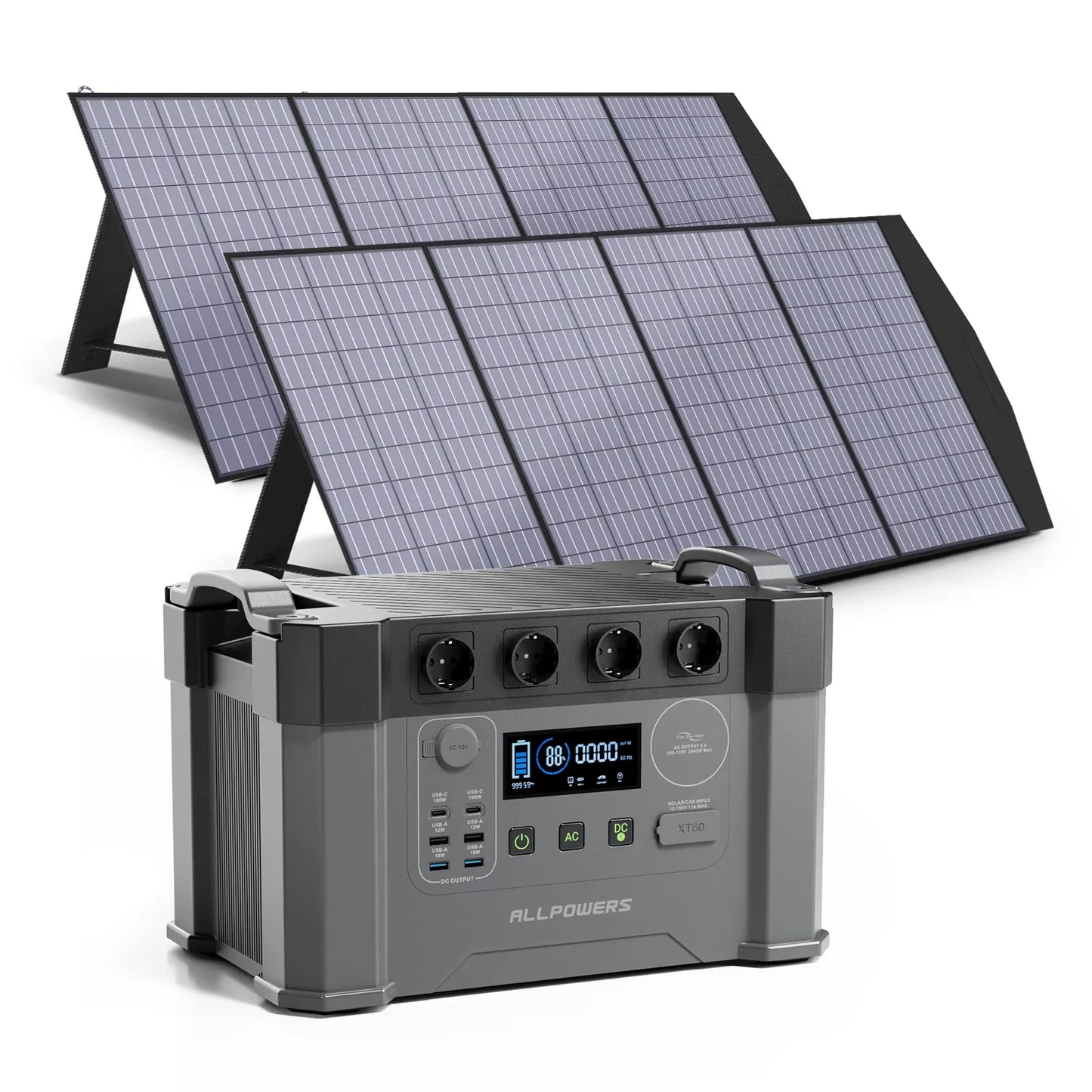 ALLPOWERS S2000 Pro Solar Generator 1451Wh 2400W Portable Power Station & 140W / 200W / 400W Foldable Solar Panel for Camping RV