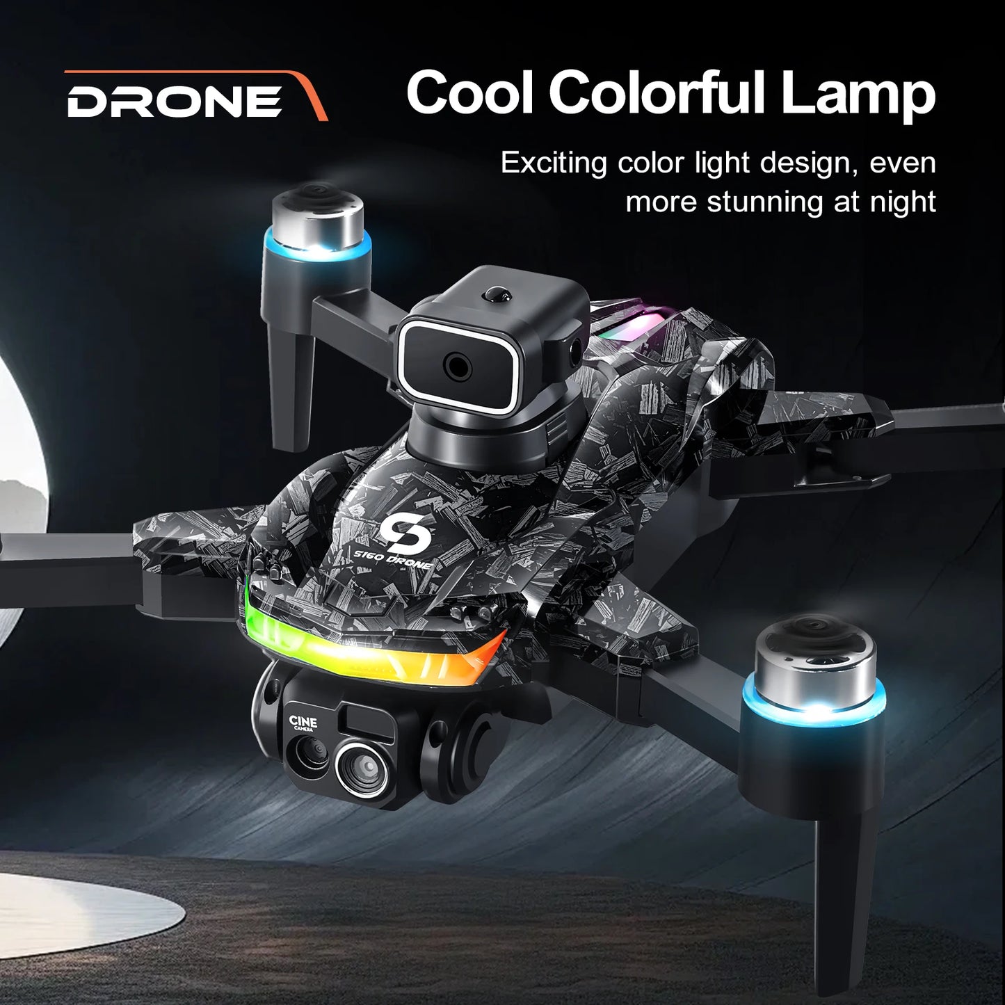 LED Stunt Drone For Night Party All Round Obstacle Avoidance Mini Drone Brushless Motor GPS Foldable One Key Take Off Landing Drone