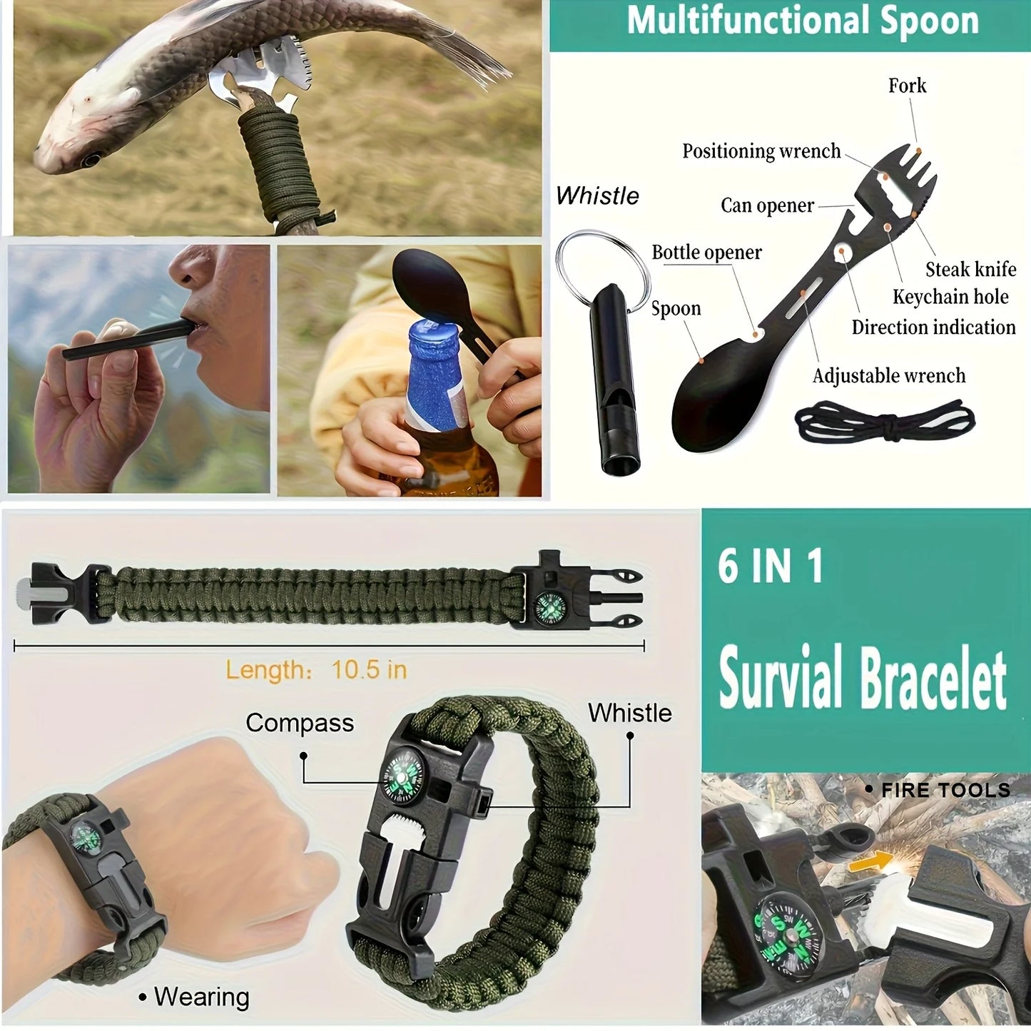 Ultimate Survival Gear Kit, 20-in-1 Emergency Survival Equipment & Tools, Ideal for Camping, Hiking, and Outdoor Adventures