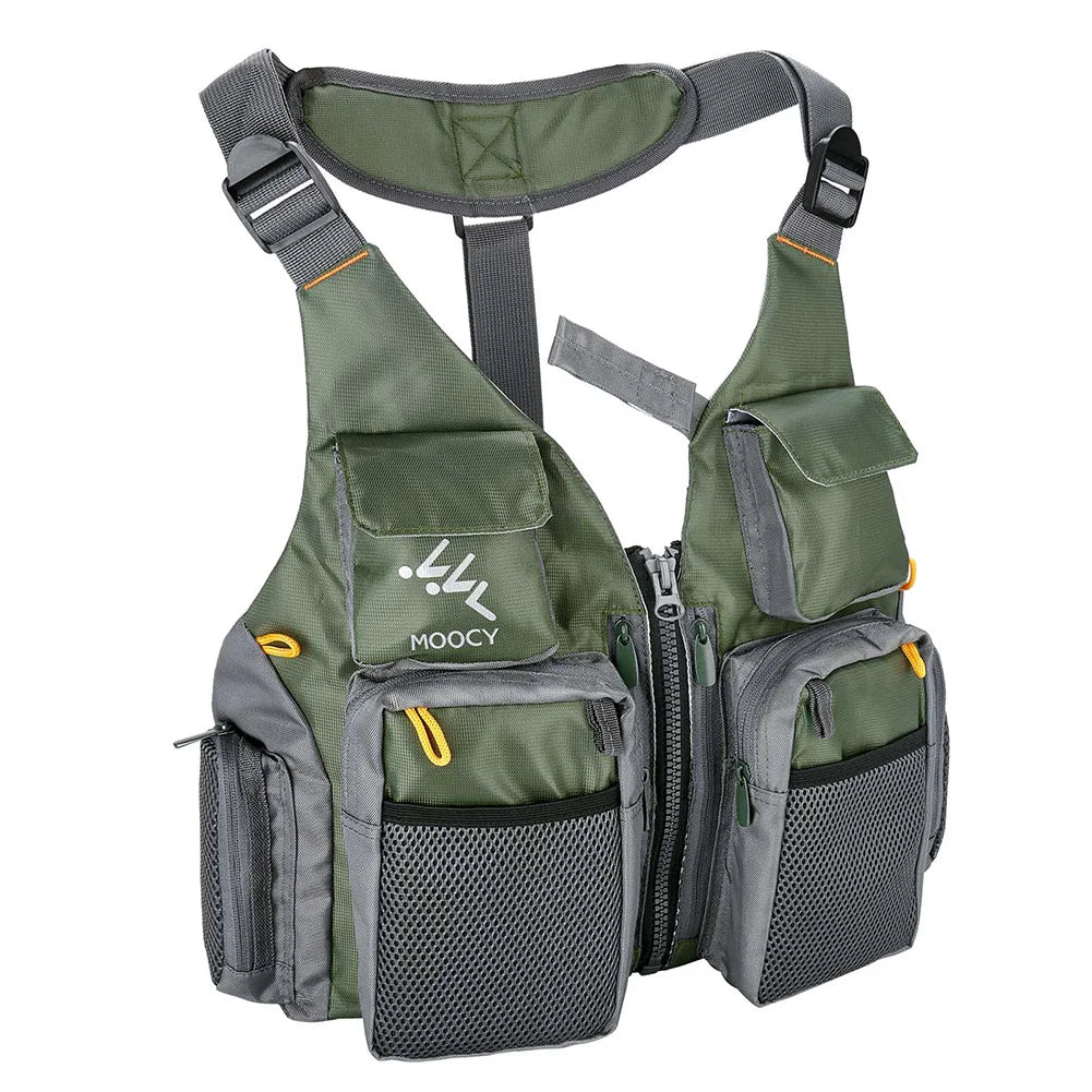 Fishing Vest Breathable Fishing Travel Mesh Vest with Zipper Pockets Summer Work Vest for Outdoor Running Travel Hiking