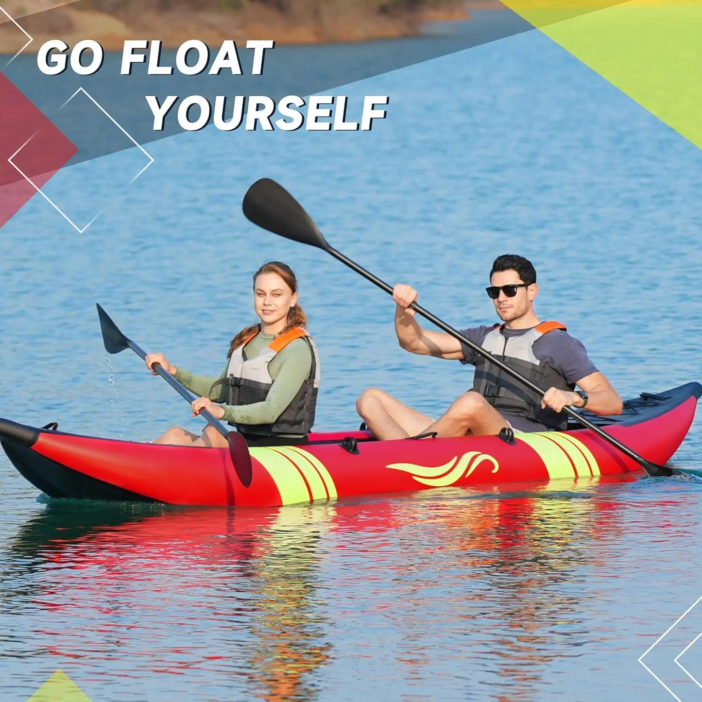 Inflatable Kayak 2 Person, Fishing Kayaks for Adults, 12.5FT 507 LBS Capacity, Portable Kayak with Luminous Strips,, Custom