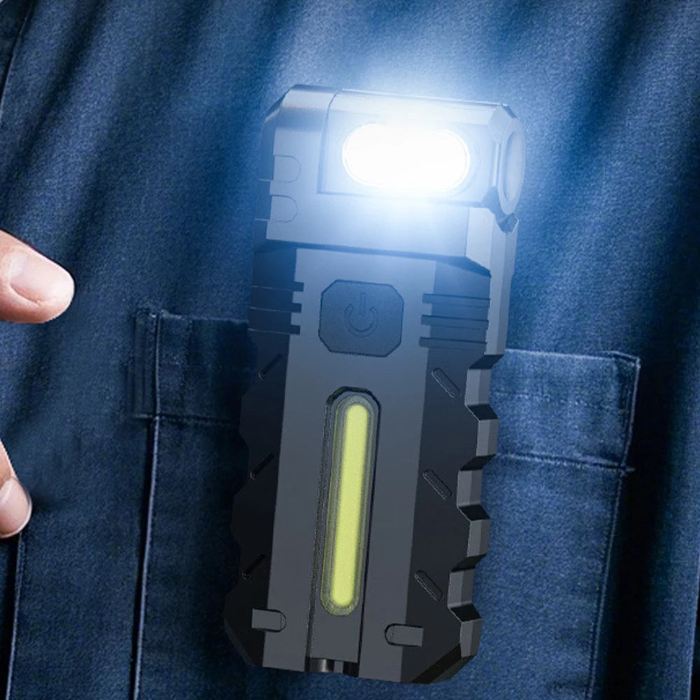 Magnetic LED Flashlight Compact Torch USB Rechargeable Mini Flashlight Waterproof EDC Pocket Flashlight for Outdoor Emergency