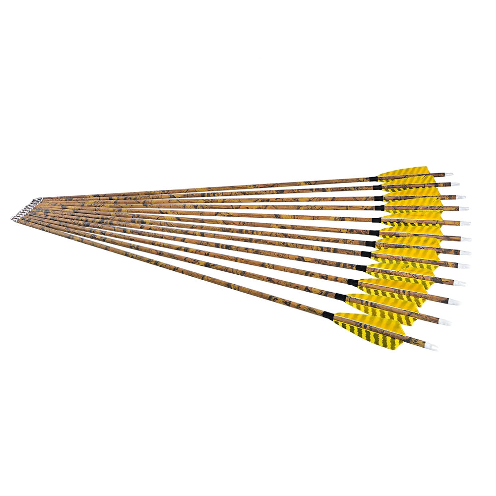 Spine 500 Carbon Arrows 31.5" Camo Color ID6.2mm Arrow Shaft 100 grain Arrowhead for Bow Hunting Shooting Target 6/12pcs