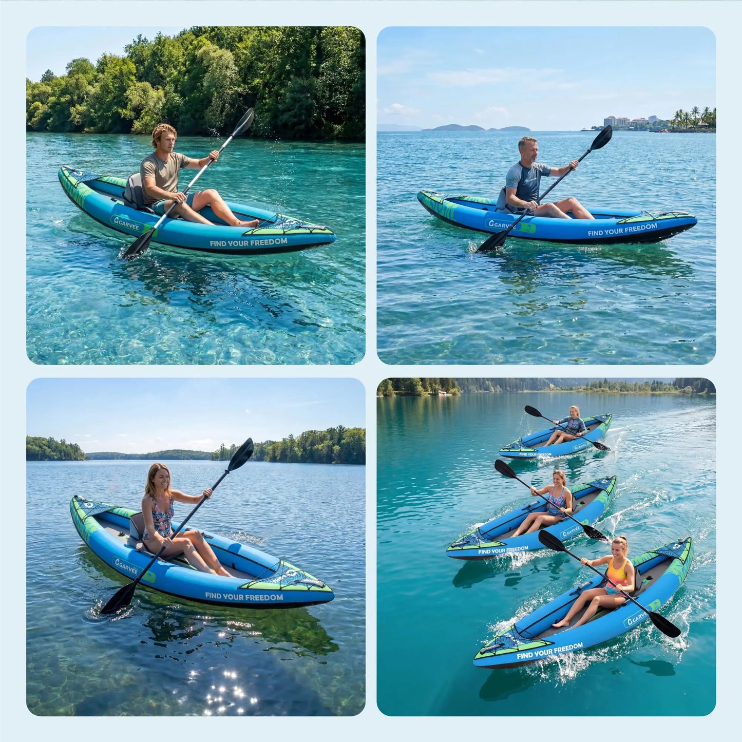 2 Person Inflatable Kayak,Fishing Kayak for Adults, Portable Touring Kayaks with Padded Seat, 3 Fins, Hand Pump, Carry Bag, Repair Kit,12.5FT/450 LBS Weight Capacity