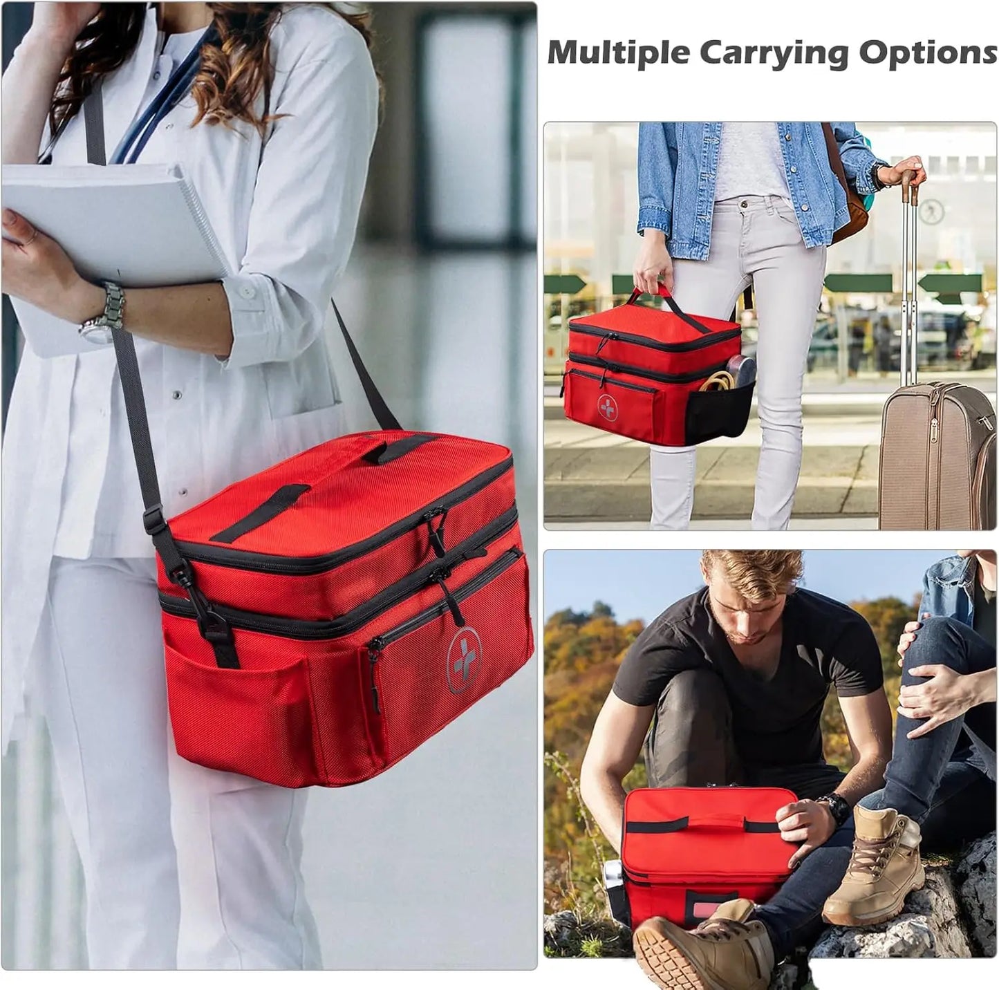 Travel Medicine Organizer Bag, Large Empty Pill Storage Case with Removable Dividers, Water-Resistant First Aid Kit