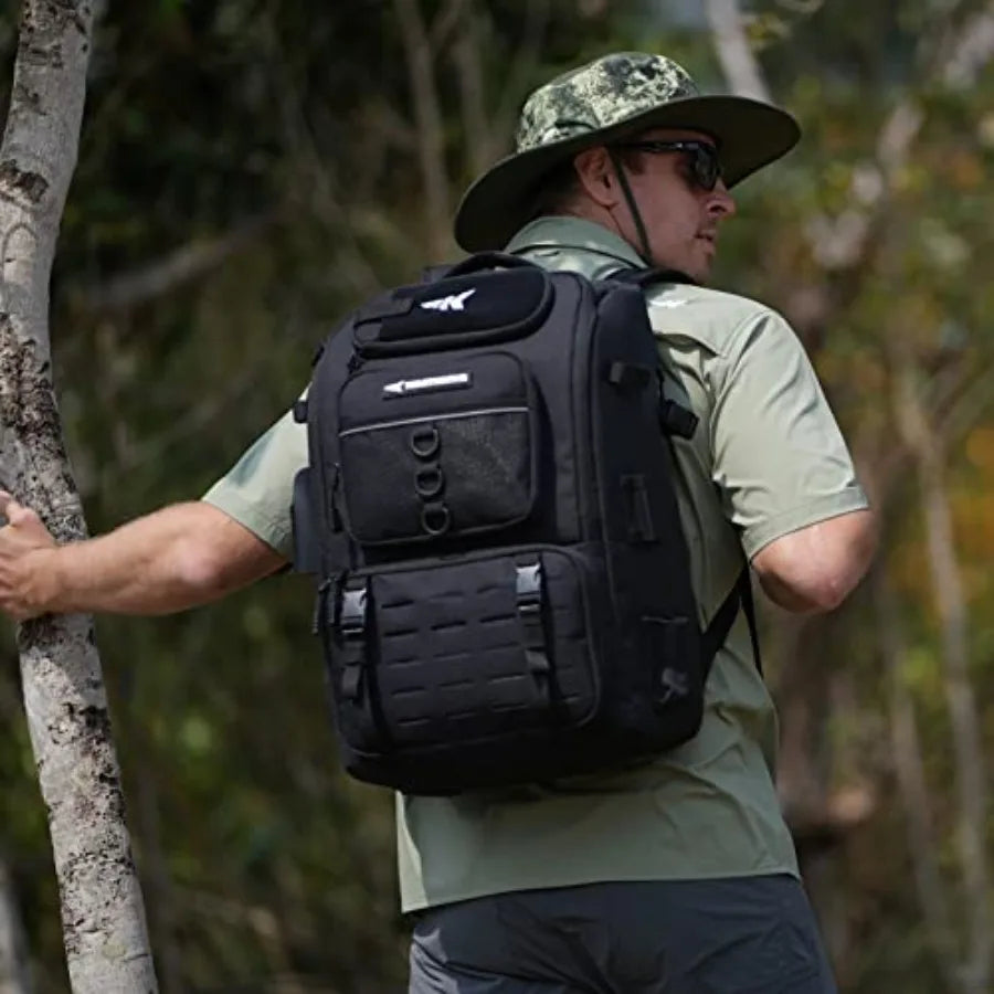 KarryAll Fishing Tackle Backpack with Rod Holder 4 Tackle Boxes, 40/26L Tackle Bag Storage Fishing Gear and Equipment