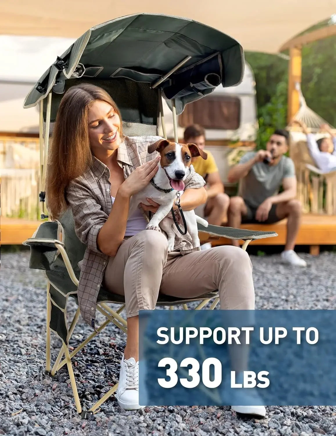 Folding Camping Chair with Shade Canopy for Adults, Canopy Chair for Outdoors Sports with Cup Holder, Side Pocket for Camp, Beac
