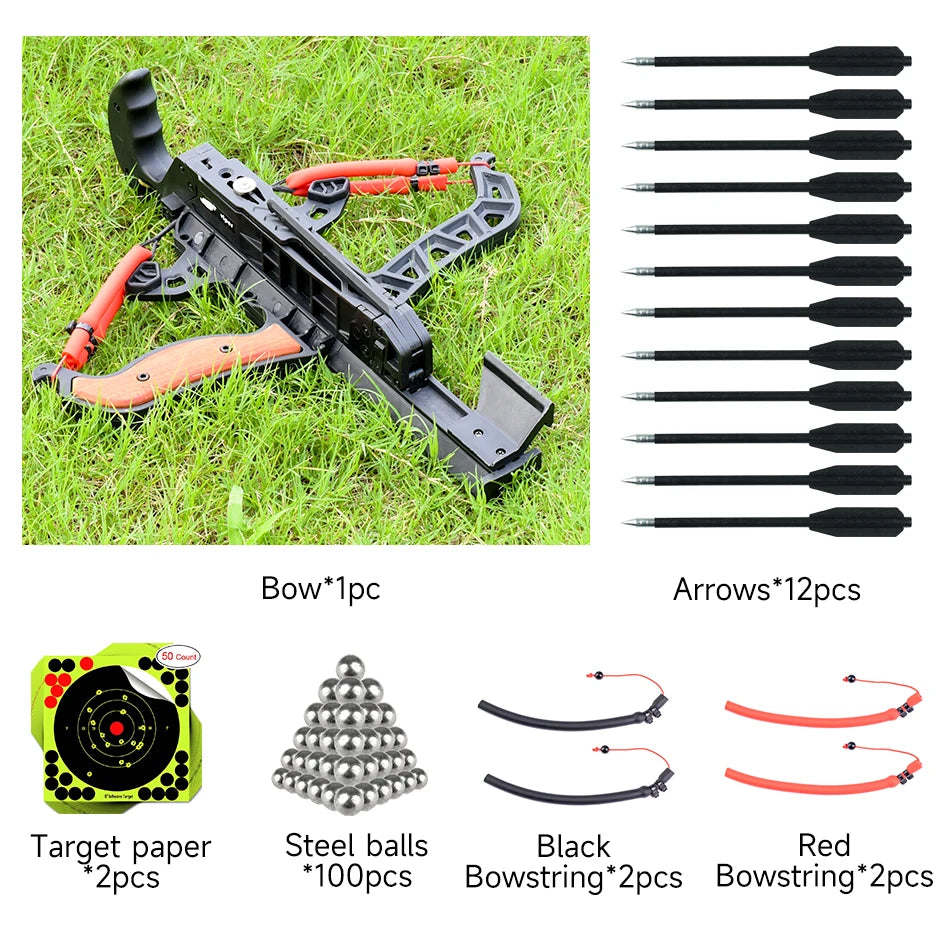 7-shot Archery and Steel Ball Dual-purpose Bow Elastic Shooting Compound Bow Outdoor Hunting Shooting Practice Package