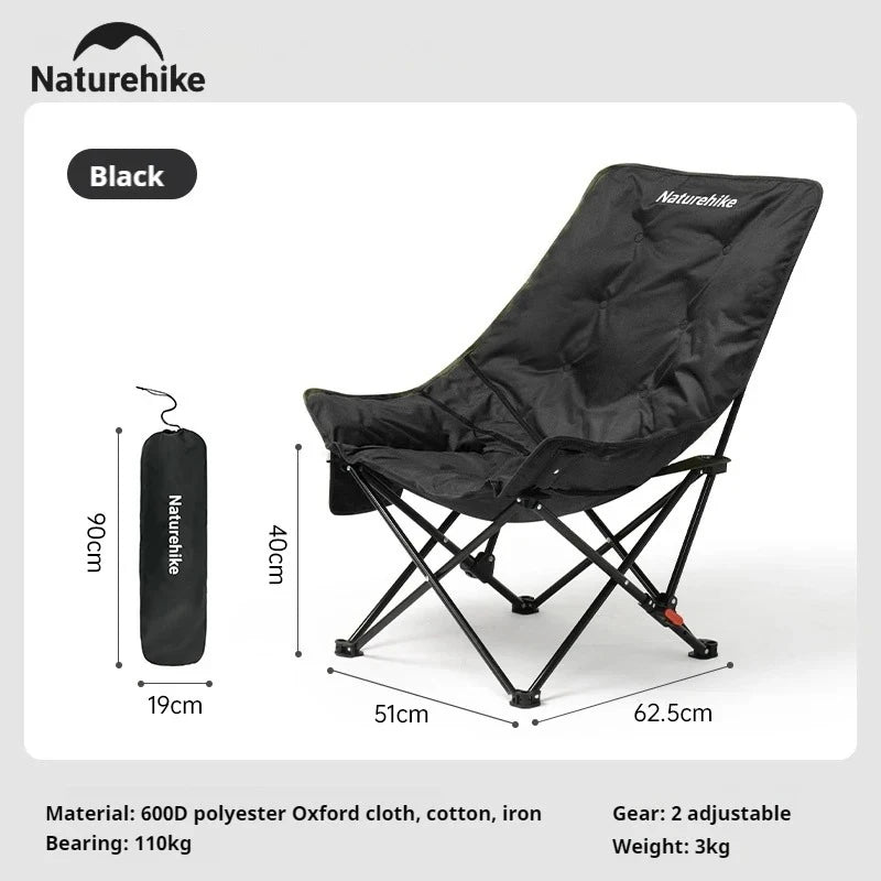 Naturehike High Back Moon Chair Camping Outdoor Fishing Folding Gather Adjustable Lounge Chair Portable Picnic Leisure Seat