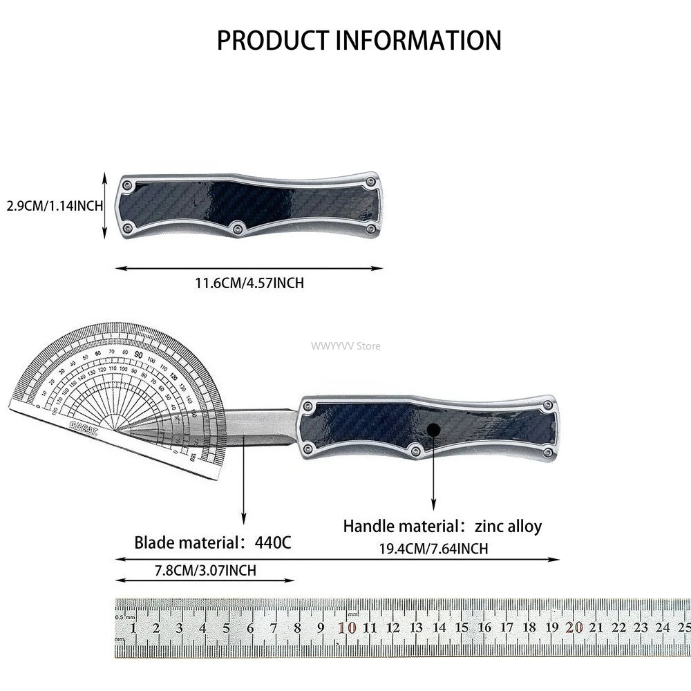 Portable Outdoor Folding Knife, 440C Blade Zinc Alloy Handle, with Pocket Clip Camping Hunting Hiking Travel Practical Tool