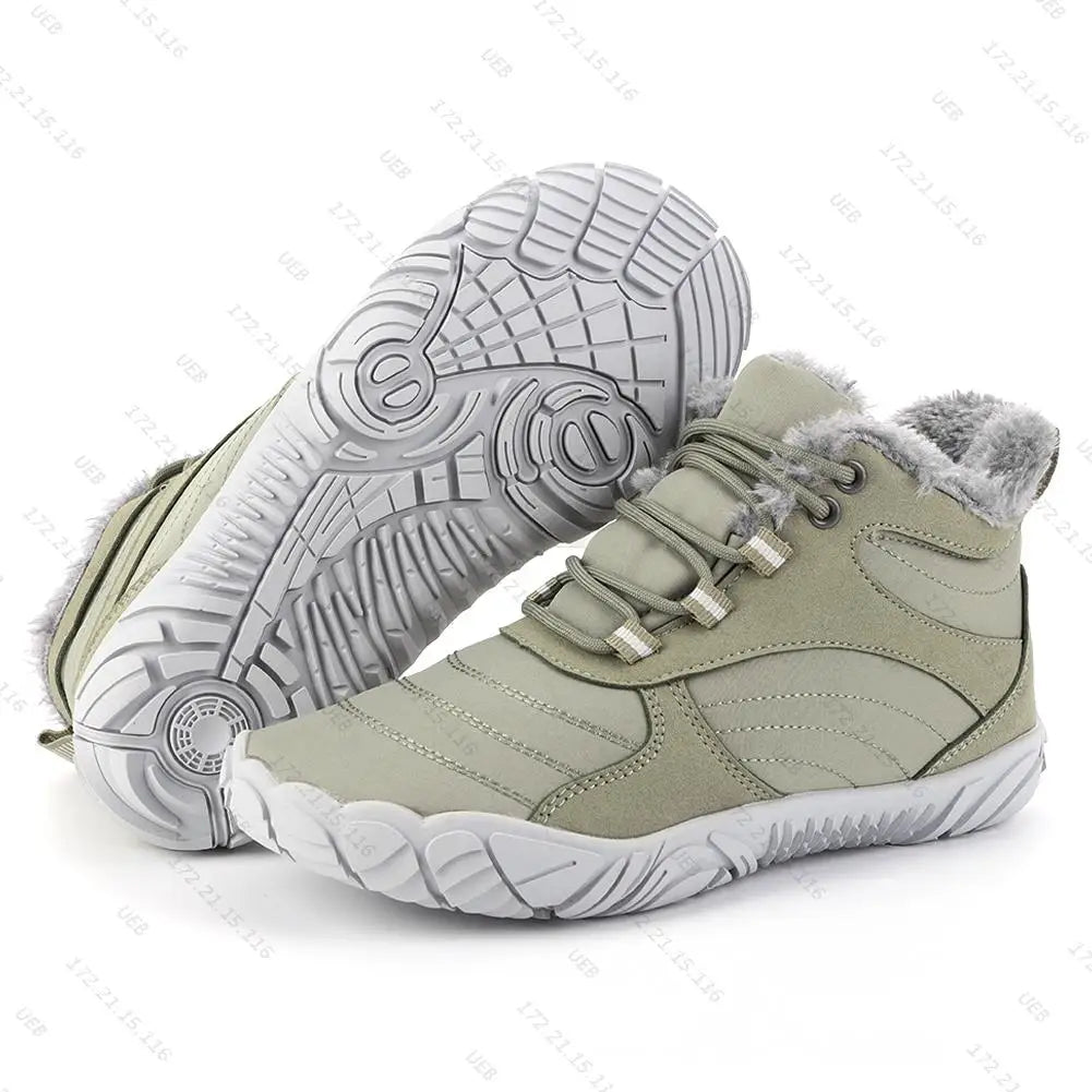 Warm Hike Shoes Non-Slip Waterproof Warm Fur Lined for Women Men (Green 38)