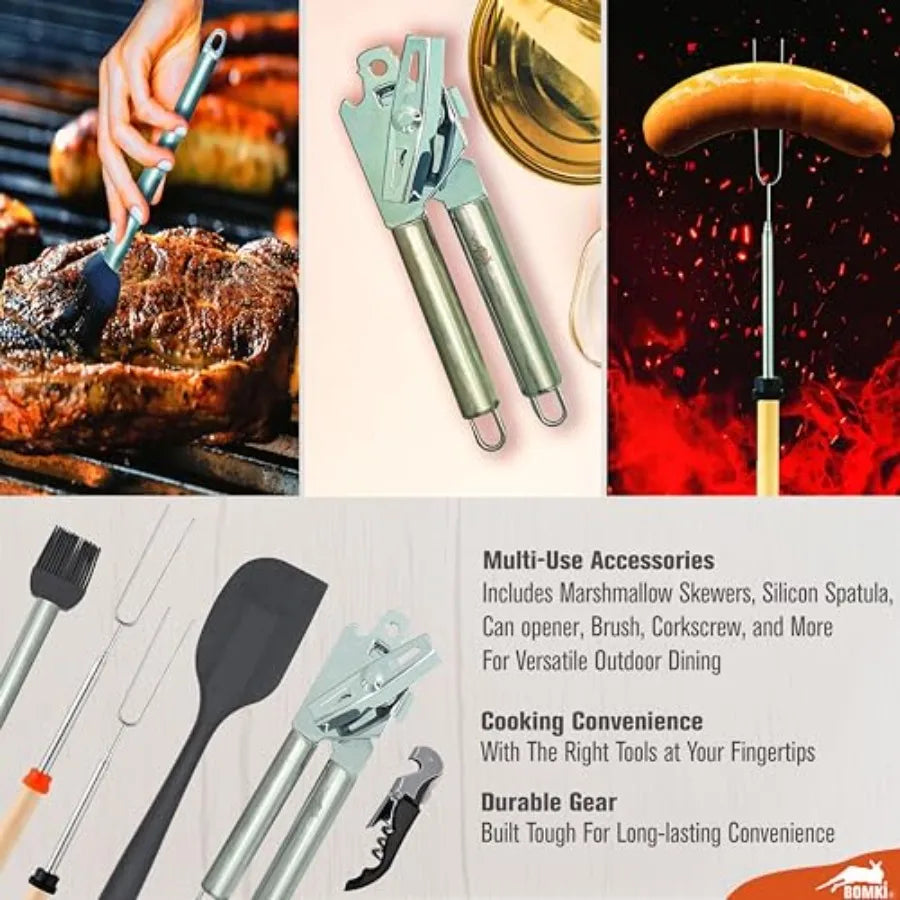 Grilling and Camping Cooking Utensils Set for The Outdoors BBQ - Camping Utensil Set Kitchen Set Cookware Accories Glamping ent
