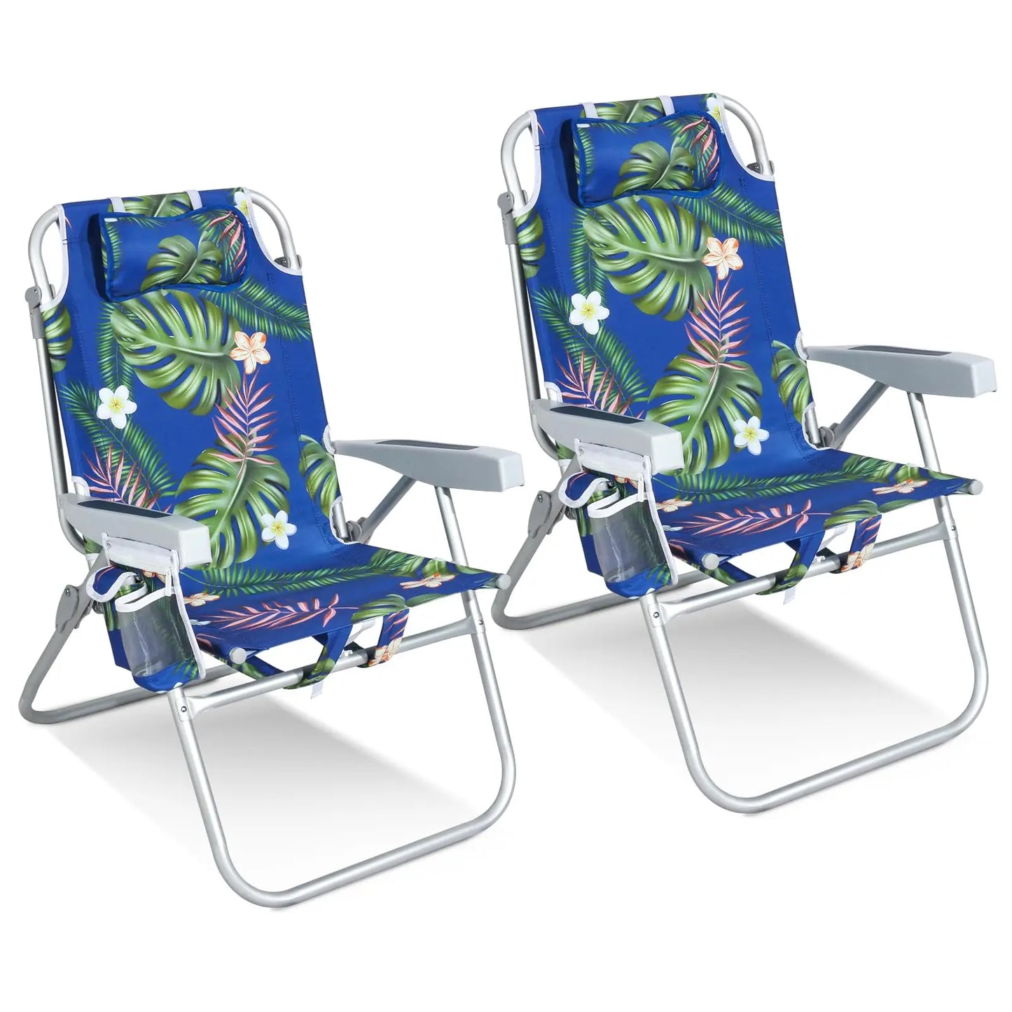 Tall Beach Chairs for Adults – 5-Position Reclining Backpack Chair with Large Insulated Cooler & Storage Pocket, Customized