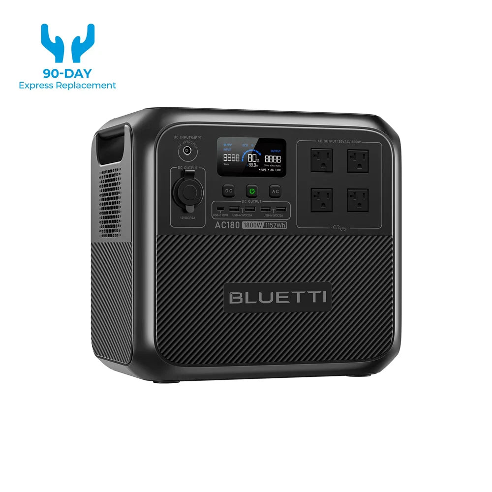 【RENEW】BLUETTI AC180 Solar Portable Power Station 1800W 1152Wh Smart Generator Get Unstoppable Power for Outdoor Adventures