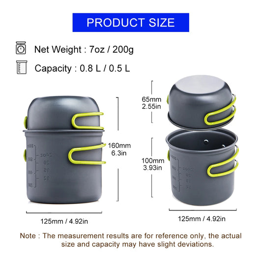Widesea Ultralight Camping Cooking Utensils Outdoor Tableware Pot Set Hiking Picnic Travel Tourist Dishes Supplies Equipment