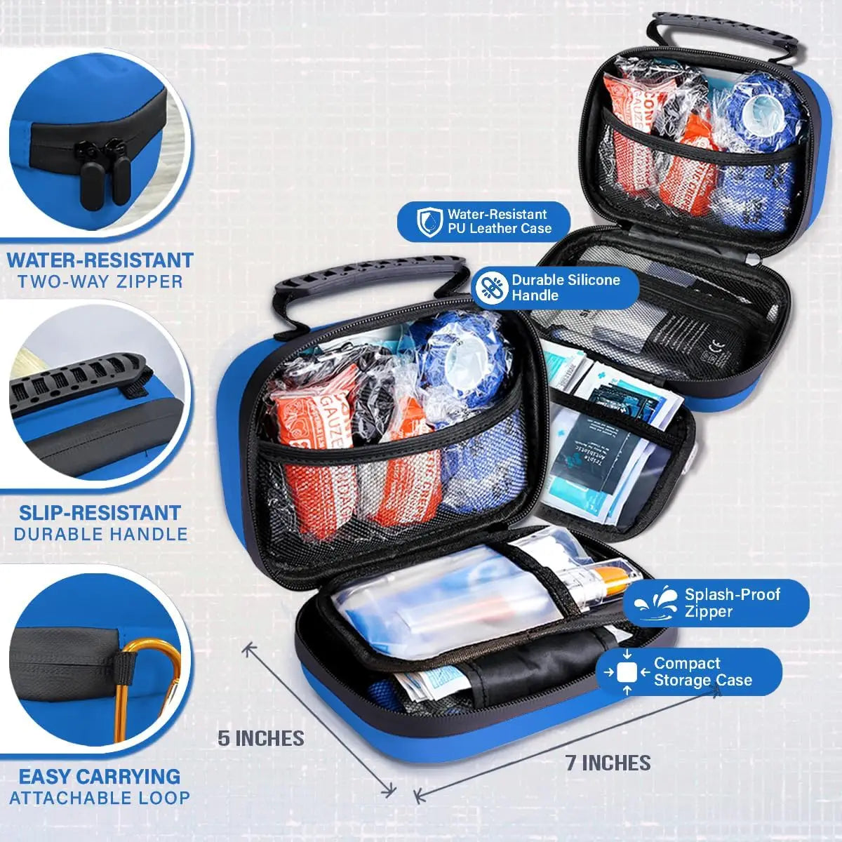 95-Piece Pet First Aid Kit with Vet-Approved Supplies for Dogs and Cats - Compact Travel Bag