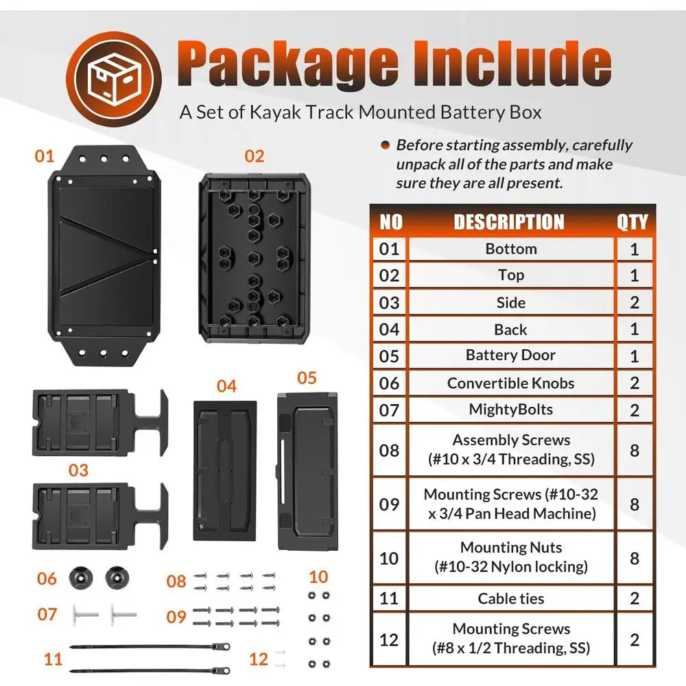 Track Mounted Battery Box for Fish Finders, Replace for YakAttack CellBlok (CLB-1002), Compatible with YakAttack Switchblade Tra