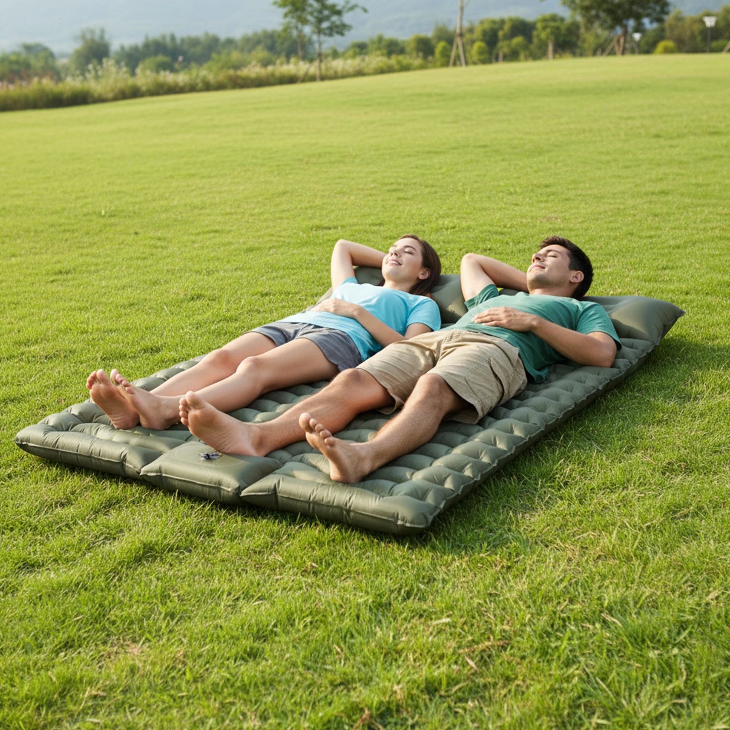 Camping Sleeping Mat Double Inflatable Mattress Extra Wide Sleeping Pad Ultralight Folding Bed Sleeping Mat Travel Outdoor Mat
