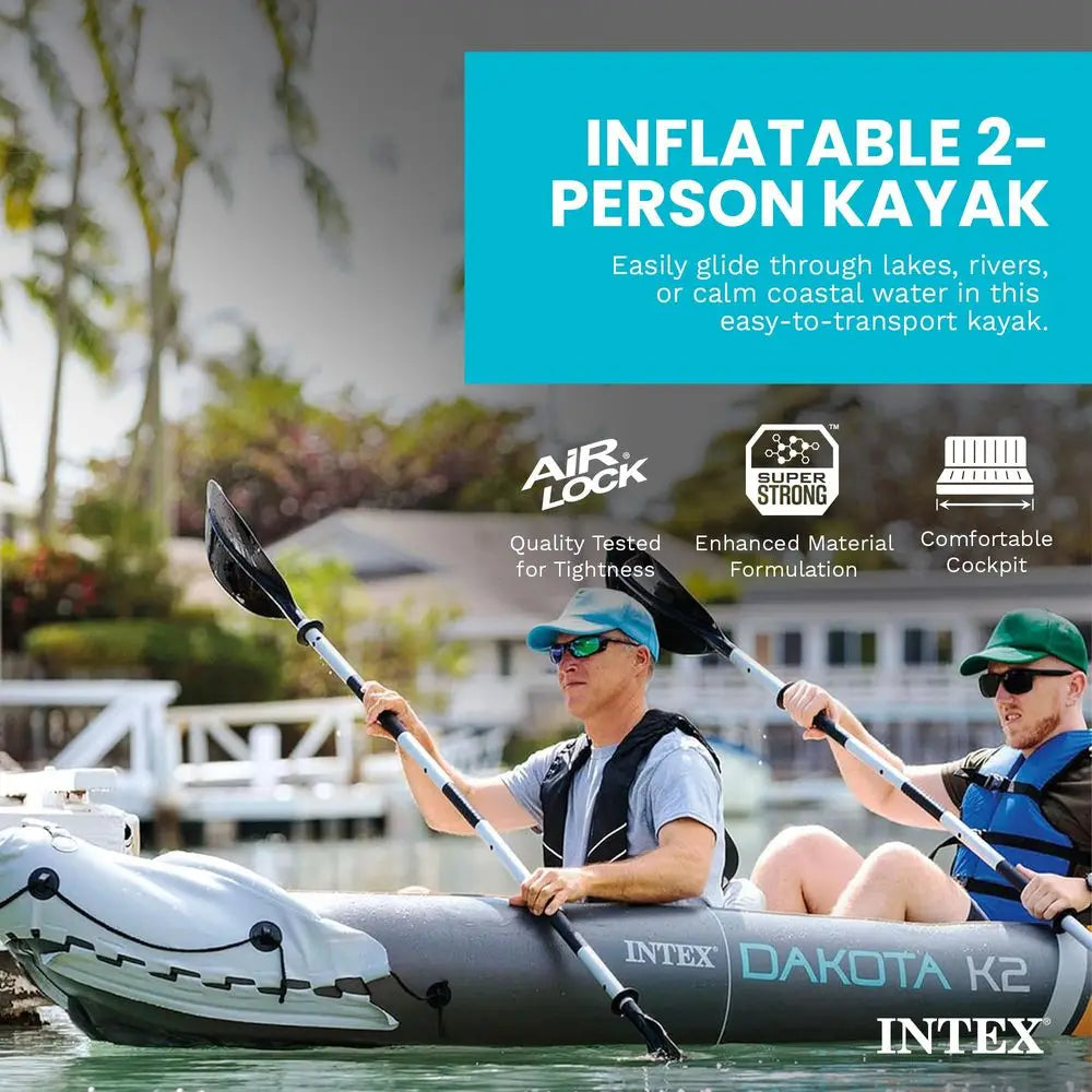 2Person Inflatable Kayak Set, Dakota K2 With 86in Oars And Pump Custom