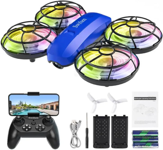 Kids Camera Drone with Altitude Hold, Mini Quadcopter Toy for Beginners, Includes 2 Batteries and Propeller Protection
