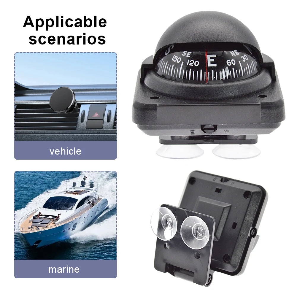 Navigation Magnetic Compass Waterproof Mini Ball Dash Dashboard Nautical Marine Compass for Car Watercraft Boat Caravan Truck