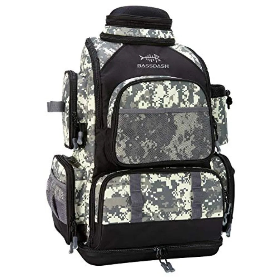 Fishing Tackle Backpack Water Resistant Tactical Bag Soft Tackle Box with Rod Holder and Protective Rain Cover