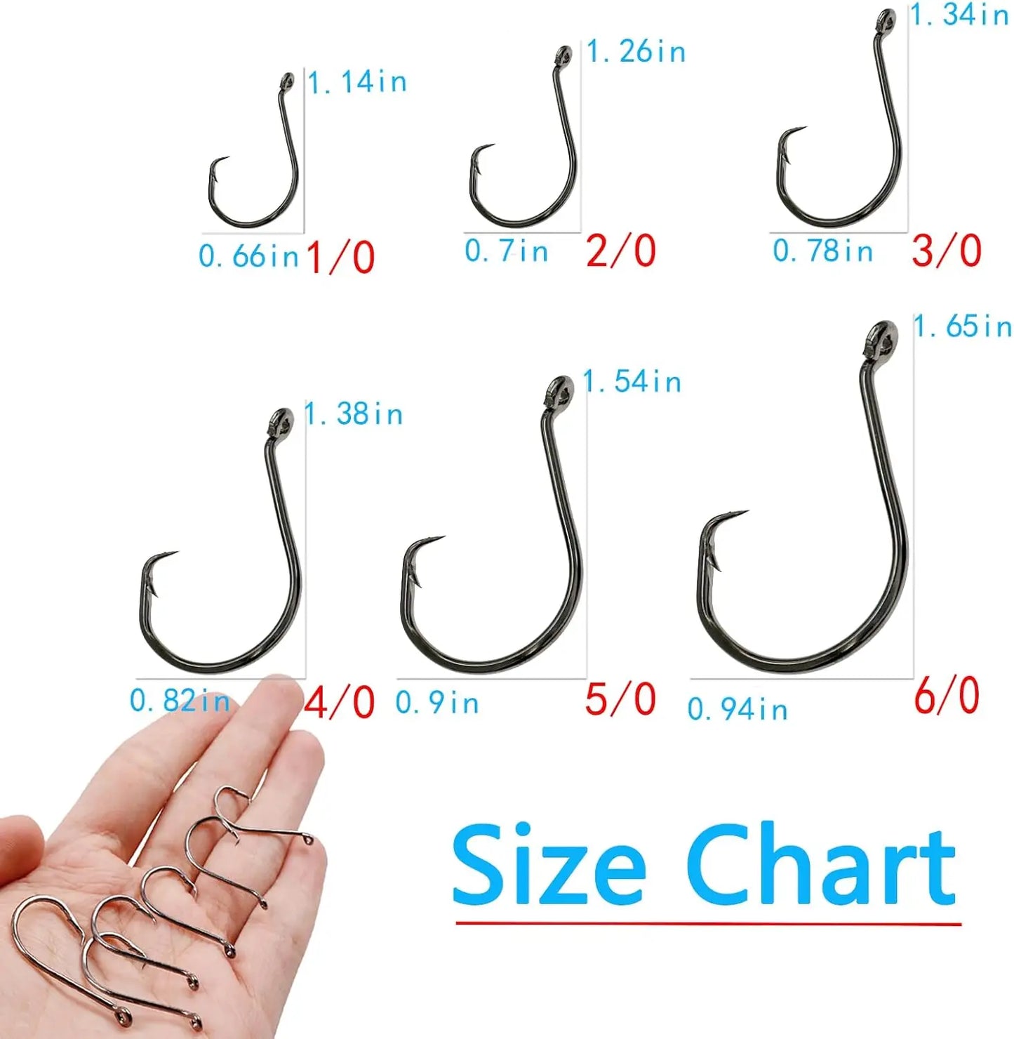 Fishing Hooks Saltwater, 160PCS Circle Hooks Saltwater, Fish Hooks for Fishing Gear Tackle, Catfish Octopus Hook #1 1/0 2/0 3/0