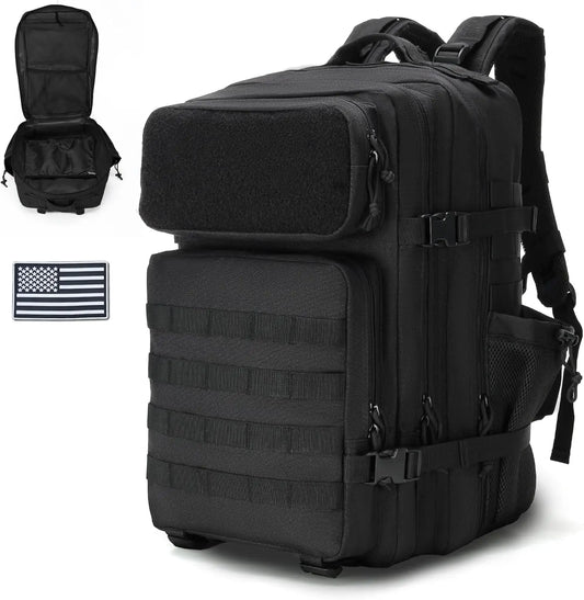 Military Tactical Backpack for Men and Women Army Camping Daypack Bug out Bag 45l Asault Pack for Travel Hiking (Black)