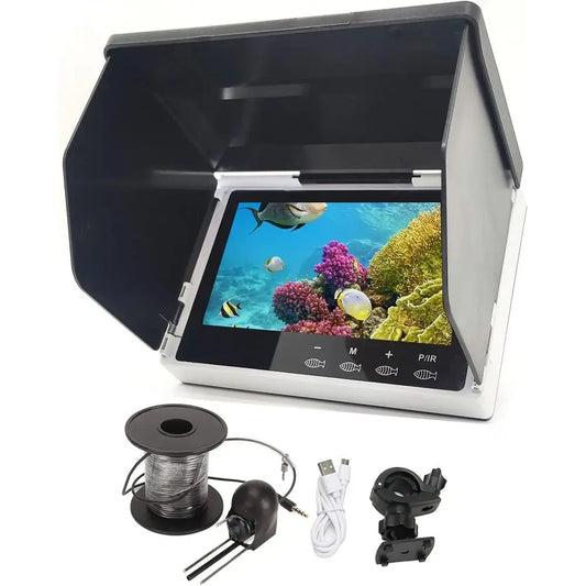5" Underwater Fishing Camera,Portable LCD Monitor HD Fish Finder, IP67 Waterproof Camera 800 * 480 with Sun Visor,2000cd Brightn