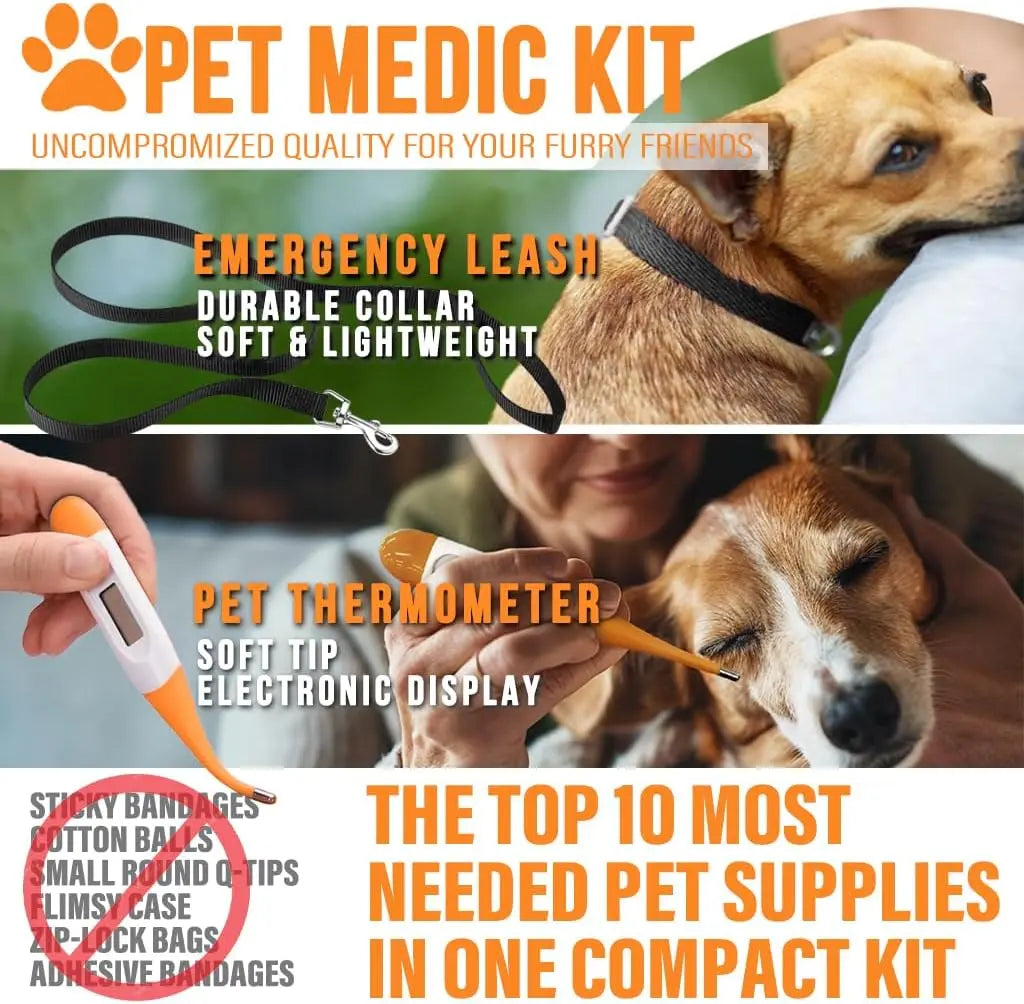 95-Piece Pet First Aid Kit with Vet-Approved Supplies for Dogs and Cats - Compact Travel Bag