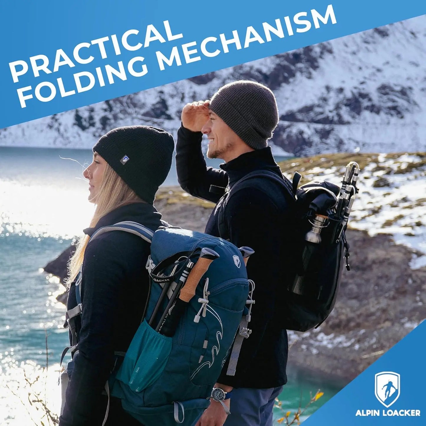 Collapsible Trekking Poles: Ultra Lightweight Carbon/Aluminum, Adjustable for Hiking & Walking