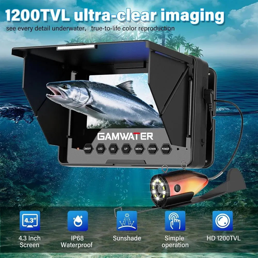 Portable 15M Cable Fish Finder with 4.3 LCD Screen, HD Lens, Infrared Night Vision, and 8500mAh Battery for Ice Lake Kayaking an