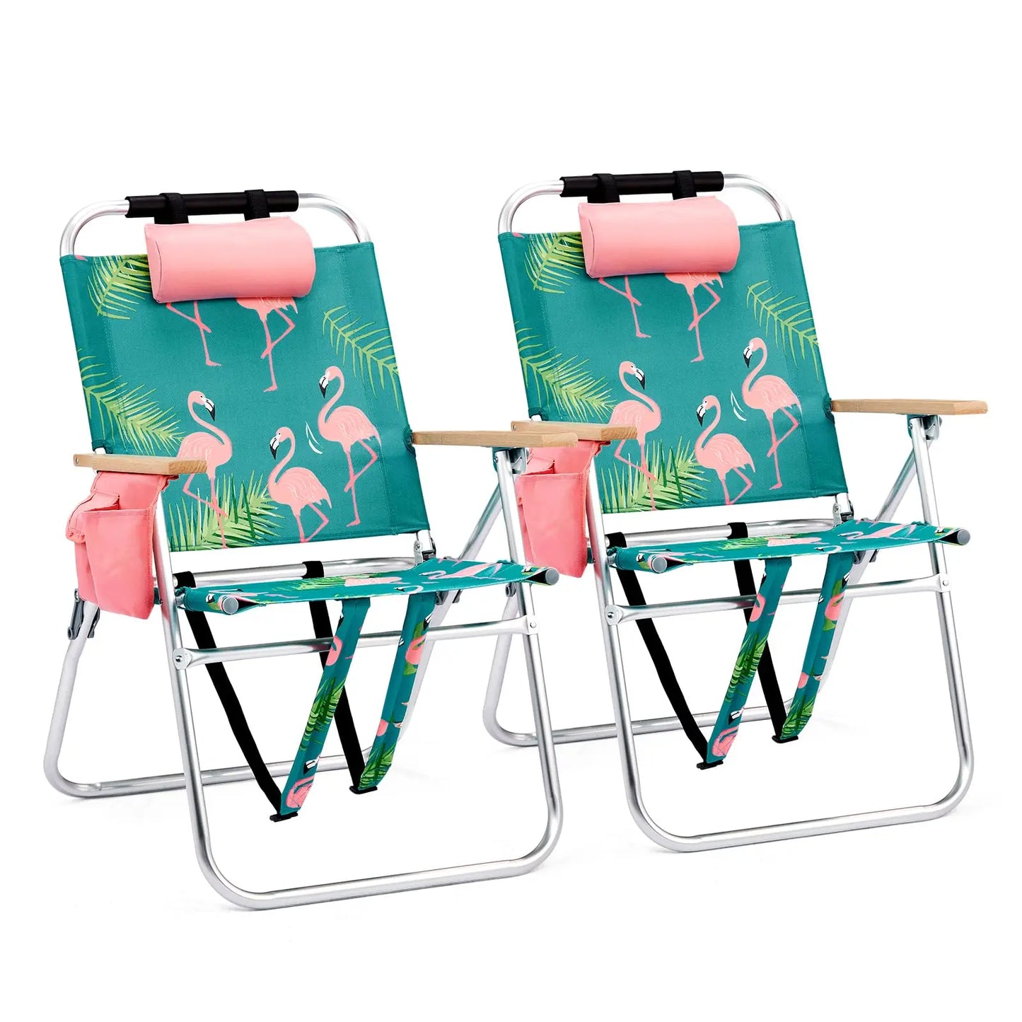 Lightweught 17" Backpack Beach Chair, Tall Beach Chairs for Adults, Portable with Adjustable Straps, 3-Position Customized