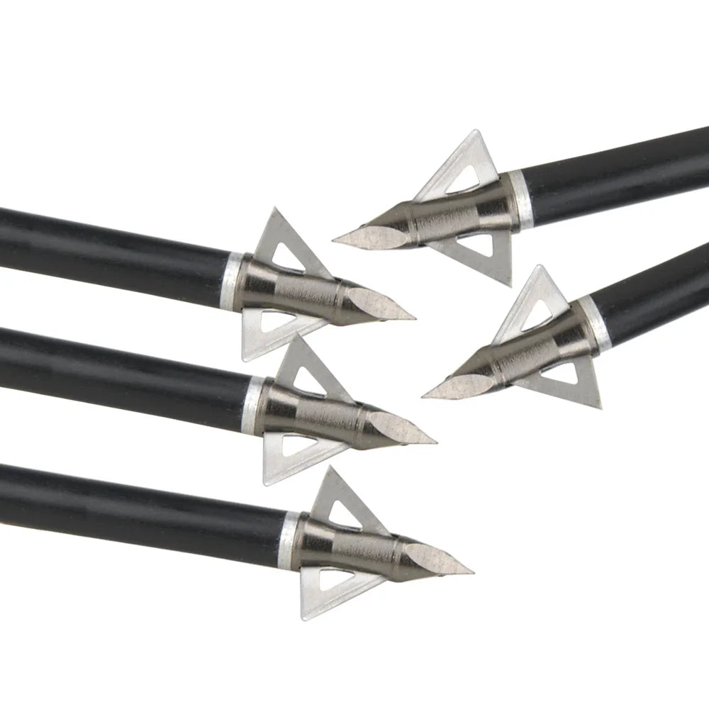 12PCS Blade Arrowheads Stainless Steel Broahdeads 100Grain Arrow Tip for Recurve Compound Bow Archery Hunting Shooting Accessory