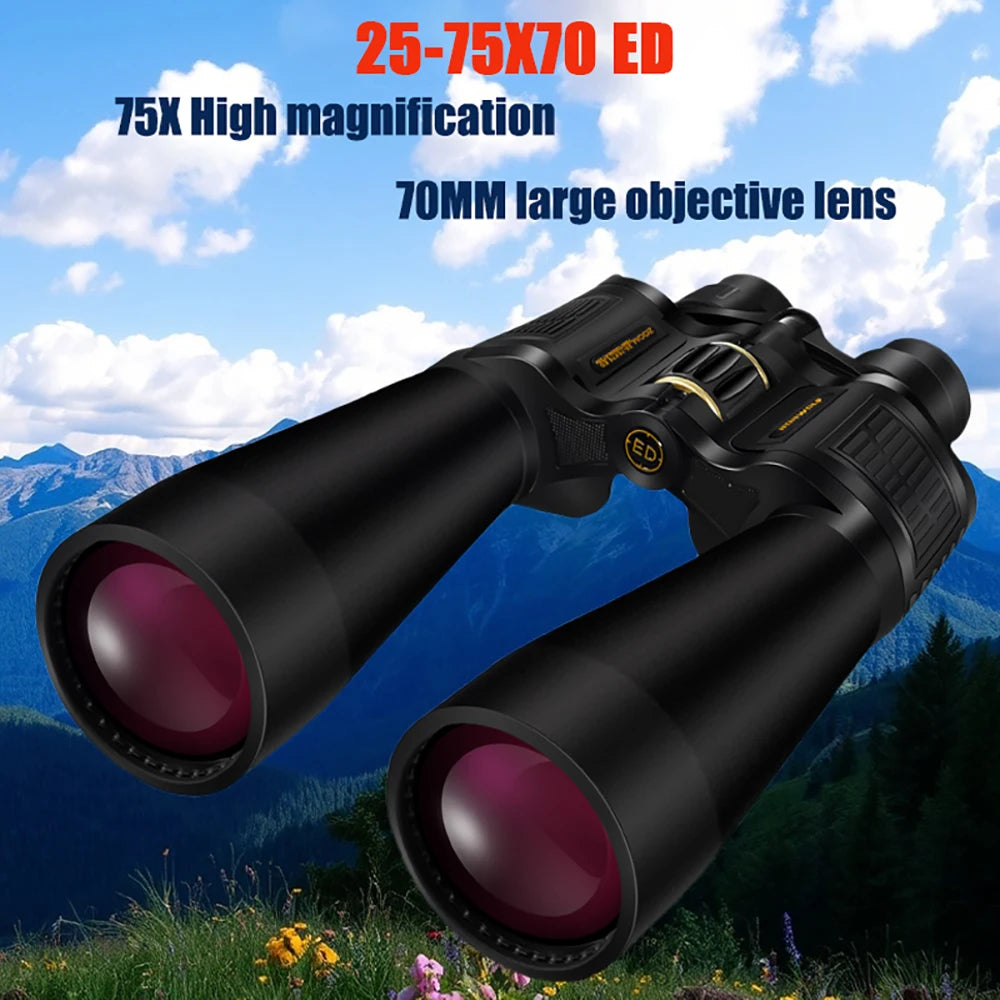 BORWOLF Large Objective lens 25-75X70 Binoculars  FMC Optical  High Power Hunting Birdwatching Telescope